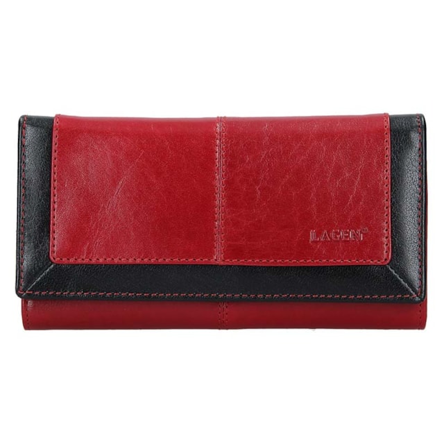 Dámská peněženka LAGEN kožená BLC/4228 červená/černá RED/BLK