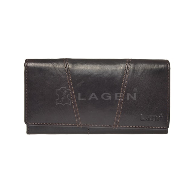 Dámská peněženka LAGEN kožená PWL-388/T tmavě hnědá D.BRN