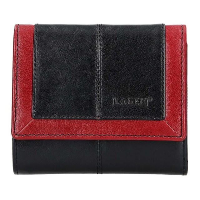 Dámska peňaženka LAGEN kožená BLC/4391 BLK/RED