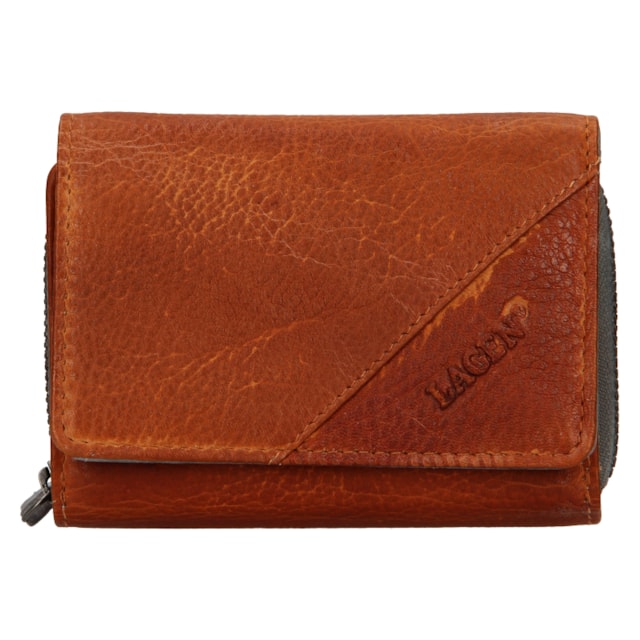 Dámska peňaženka LAGEN kožená JK-0721/D CARAMEL/GREY