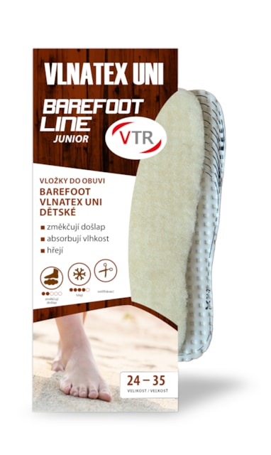VTR vložky do topánok Barefoot Vlnatex UNI detské, veľkosť 24-35