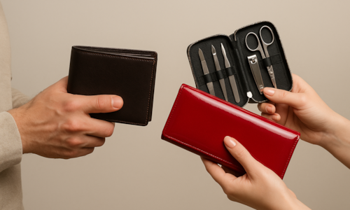 titulka peněženky a manikúra